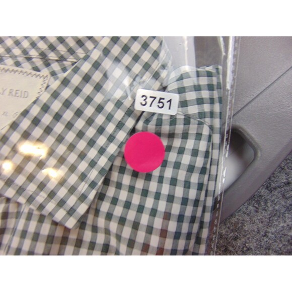 Billy Reid Shirt Mens 2XL Green White Check Long Sleeve Button Front Standard Cu - Picture 8 of 8